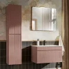 Petits-Meubles Ensemble meuble simple vasque encastree 80cm et colonne Zelie Rose