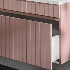 Petits-Meubles Ensemble meuble simple vasque encastree 80cm et colonne Zelie Rose