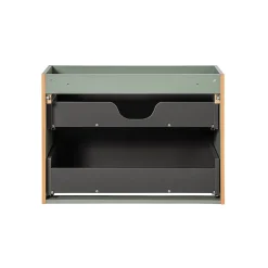 Petits-Meubles Ensemble meuble simple vasque 100cm 2 tiroirs 2 niches et colonne Jade Vert et Bois