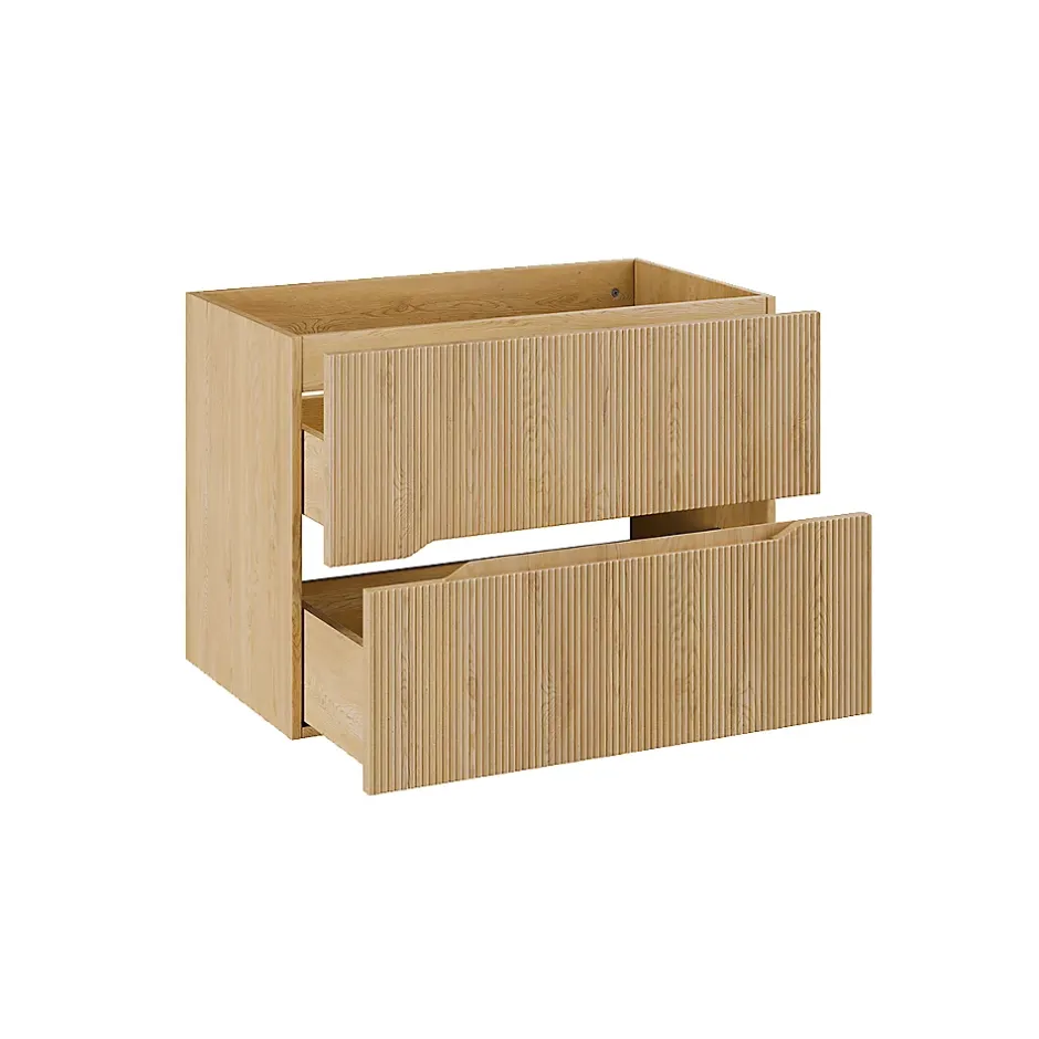 Petits-Meubles Ensemble meuble simple vasque encastree 80cm et colonne Isaline Bois* Ensemble Meuble De Salle De Bains
