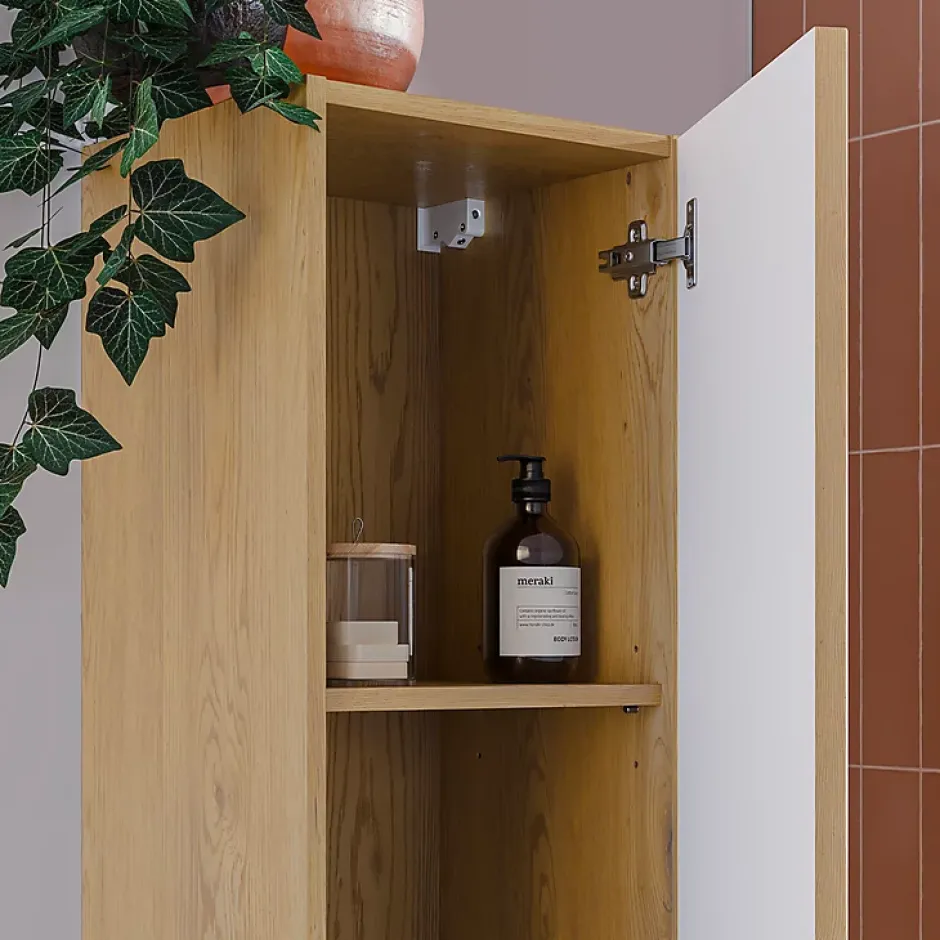 Petits-Meubles Ensemble meuble simple vasque encastree 80cm et colonne Isaline Bois* Ensemble Meuble De Salle De Bains