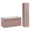 Petits-Meubles Ensemble meuble simple vasque encastree 100cm et colonne Zelie Rose