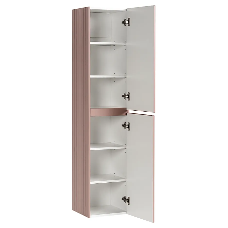 Petits-Meubles Ensemble meuble simple vasque encastree 100cm et colonne Zelie Rose