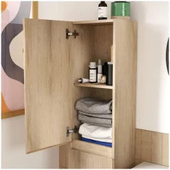 Mob-In Ensemble meuble simple vasque SORRENTO 80cm avec plan céramique, robinet, miroir et colonne* Ensemble Meuble De Salle De Bains