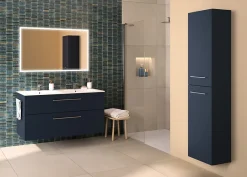 Geberit Ensemble meuble sous vasque l.130 cm bleu + vasque céramique Selva* Meuble Vasque