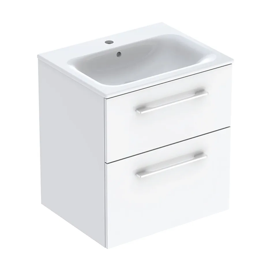 Geberit Ensemble meuble sous vasque l.55 cm blanc + vasque céramique Selva* Meuble Vasque