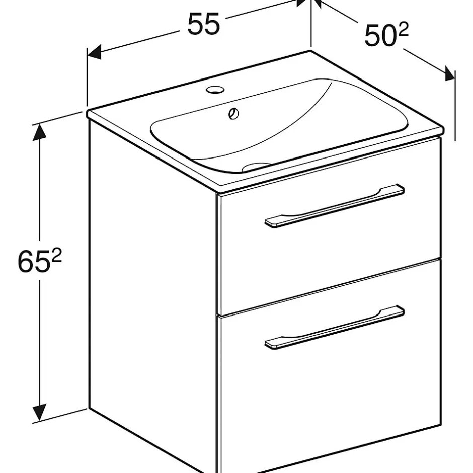 Geberit Ensemble meuble sous vasque l.55 cm blanc + vasque céramique Selva* Meuble Vasque