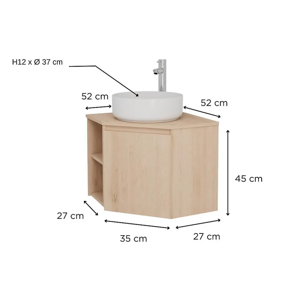 Mob-In Ensemble meuble sous vasque d'angle SORRENTO + vasque blanche* Ensemble Meuble De Salle De Bains