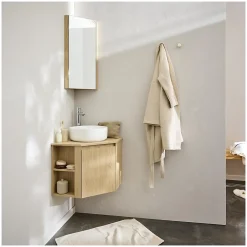 Mob-In Ensemble meuble sous vasque d'angle SORRENTO + vasque blanche* Ensemble Meuble De Salle De Bains