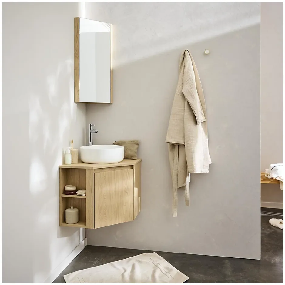 Mob-In Ensemble meuble sous vasque d'angle SORRENTO + vasque blanche* Ensemble Meuble De Salle De Bains
