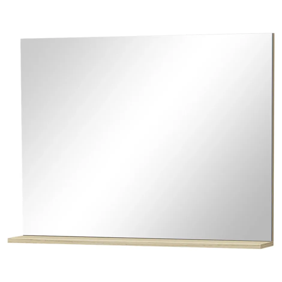 Ensemble meuble sous-vasque 2 tiroirs l. 80 cm + plan vasque + miroir, décor bois, Tolima