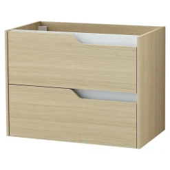 Ensemble meuble sous-vasque 2 tiroirs l. 80 cm + plan vasque + miroir, décor bois, Tolima
