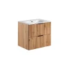 Stellameuble ENSEMBLE MEUBLE VASQUE 60 CM AVEC CéRAMIQUE SKY FINITION CHêNE WOTAN ADEL OAK* Meuble Sous Lavabo
