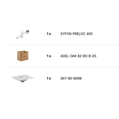 Stellameuble ENSEMBLE MEUBLE VASQUE 60 CM AVEC CéRAMIQUE SKY FINITION CHêNE WOTAN ADEL OAK* Meuble Sous Lavabo