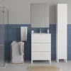 Randal Ensemble meuble vasque blanc mat l.60 cm + plan vasque blanc en céramique + miroir, Otto* Meuble Vasque