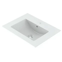 Randal Ensemble meuble vasque blanc mat l.60 cm + plan vasque blanc en céramique + miroir, Otto* Meuble Vasque