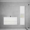 AICA Sanitaire Ensemble meuble vasque L.100cm blanc 2 tiroirs + lavabo + colonne* Ensemble Meuble De Salle De Bains