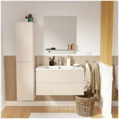Mob-In Ensemble meuble vasque SORRENTO 80cm avec robinet, miroir et colonne* Ensemble Meuble De Salle De Bains