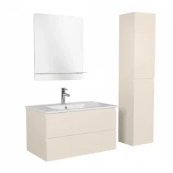 Mob-In Ensemble meuble vasque SORRENTO 80cm avec robinet, miroir et colonne* Ensemble Meuble De Salle De Bains