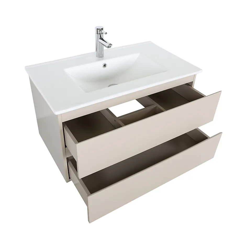 Mob-In Ensemble meuble vasque SORRENTO 80cm avec robinet, miroir et colonne* Ensemble Meuble De Salle De Bains