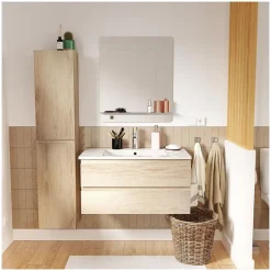 Mob-In Ensemble meuble vasque SORRENTO 80cm avec robinet, miroir et colonne* Ensemble Meuble De Salle De Bains