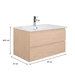 Mob-In Ensemble meuble vasque SORRENTO 80cm avec robinet, miroir et colonne* Ensemble Meuble De Salle De Bains