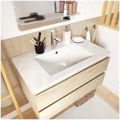 Mob-In Ensemble meuble vasque SORRENTO 80cm avec robinet, miroir et colonne* Ensemble Meuble De Salle De Bains