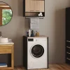 IDMarket Ensemble meubles de buanderie WALLIS noir et bois façon hêtre pour machine à laver