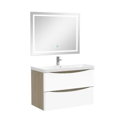 AICA Sanitaire Ensemble meubles Salle de Bain 80cm simple vasque + miroir lumineux* Ensemble Meuble De Salle De Bains