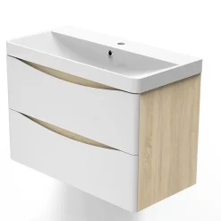 AICA Sanitaire Ensemble meubles Salle de Bain 80cm simple vasque + miroir lumineux* Ensemble Meuble De Salle De Bains