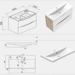 AICA Sanitaire Ensemble meubles Salle de Bain 80cm simple vasque + miroir lumineux* Ensemble Meuble De Salle De Bains