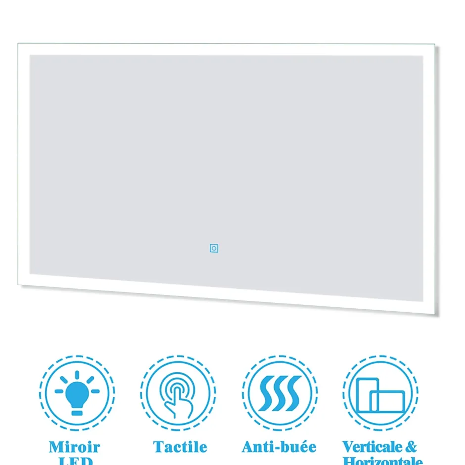 AICA Sanitaire Ensemble meubles Salle de Bain 80cm vasque + colonne x2 + LED miroir Chêne Wotan* Ensemble Meuble De Salle De Bains
