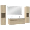 AICA Sanitaire Ensemble meubles Salle de Bain 120cm avec colonne + miroir lumineux 3 couleurs + dimmable Chêne Wotan
