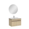 AICA Sanitaire Ensemble meubles Salle de Bain simple vasque 60cm + miroir lumineux Chêne Wotan