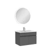 AICA Sanitaire Ensemble meubles Salle de Bain simple vasque 60cm + miroir rond lumineux Anthracite* Ensemble Meuble De Salle De Bains