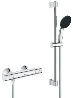 Grohe Ensemble mitigeur de douche thermostatique + douchette + flexible et barre, chrome, Start