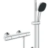 Grohe Ensemble mitigeur de douche thermostatique + douchette + flexible et barre, chrome, Trend* Colonne De Douche Thermostatique