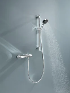 Grohe Ensemble mitigeur de douche thermostatique + douchette + flexible et barre, chrome, Trend* Colonne De Douche Thermostatique