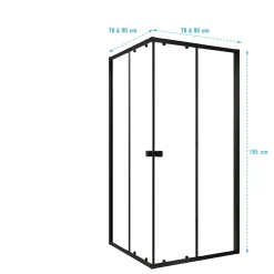 Aurlane Ensemble portes de douche coulissantes extensibles Noir 80/90x185cm - BLACK SLIDE 80-90* Porte De Douche
