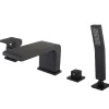 Bernstein Ensemble Robinet mélangeur Noir Baignoire 4 trous en Cascade, Ensemble Pommeau Douchette Bain - 6080B* Robinet De Baignoire