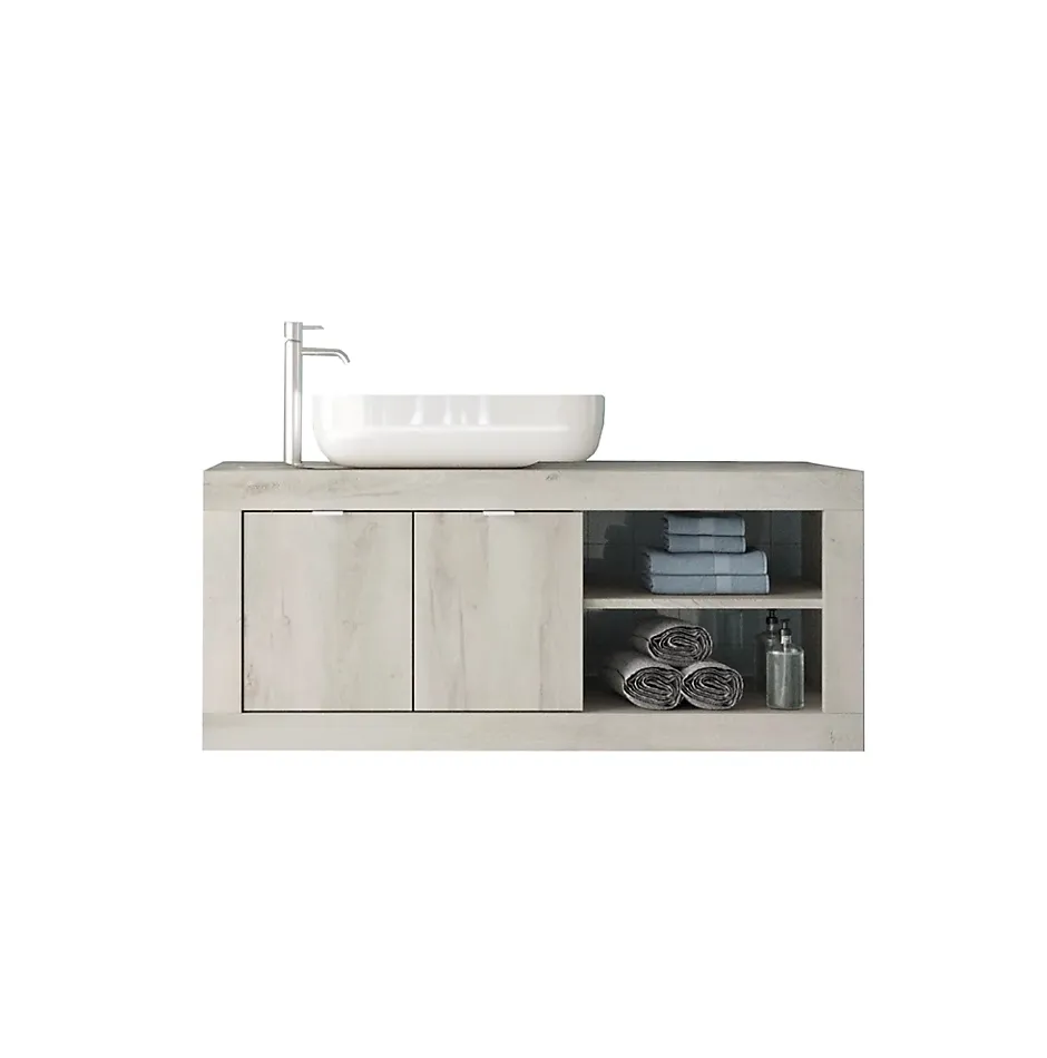 Autres Ensemble salle de bain BASIC pin blanc, 92 x 47 x 45 cm