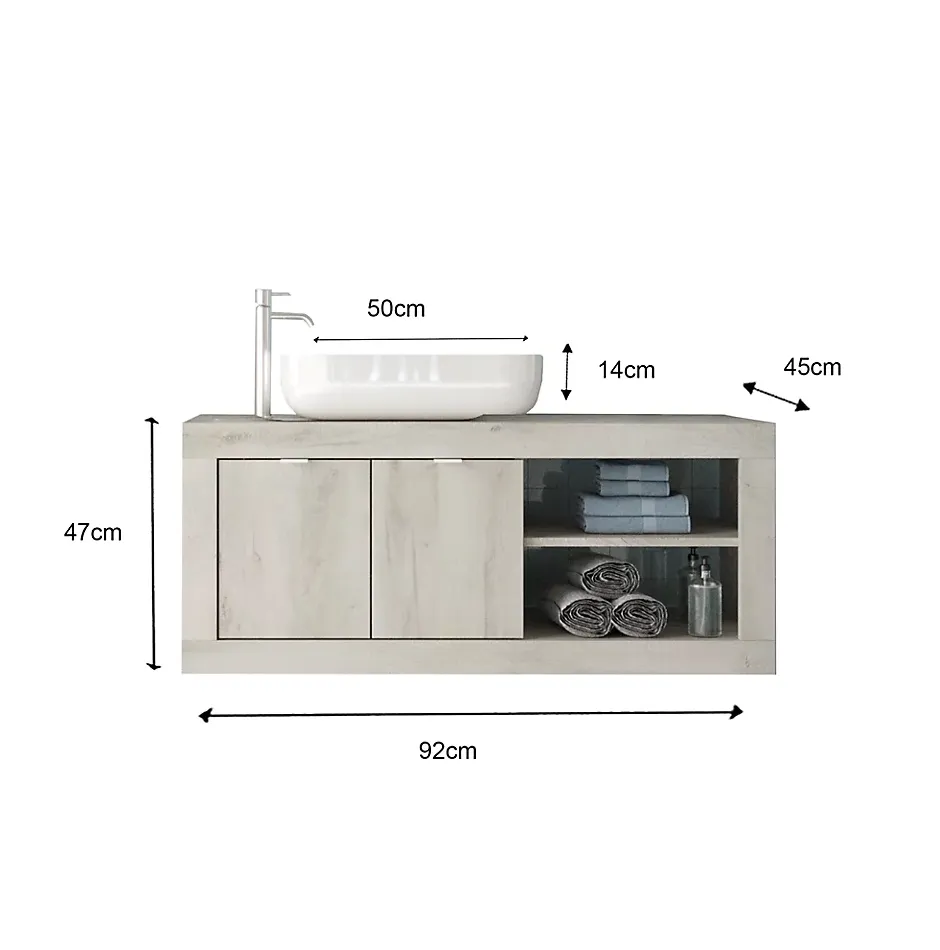 Autres Ensemble salle de bain BASIC pin blanc, 92 x 47 x 45 cm