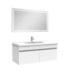 AICA Sanitaire Ensemble Salle De Bain 100cm meuble blanc avec miroir lumineux* Ensemble Meuble De Salle De Bains