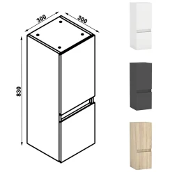 AICA Sanitaire Ensemble Salle De Bain 80cm Blanc meuble + miroir + colonne + simple vasque* Ensemble Meuble De Salle De Bains