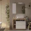 Autres Ensemble salle de bain HAMBURG blanc brillant Kadiz 92 x 79 x 49 cm* Meuble De Salle De Bains Faible Profondeur