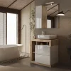 Azura Home Design Ensemble salle de bain meuble+miroir+vasque HAMBURG blanc brillant, Kadiz 79 x 79 x 49 cm* Meuble De Salle De Bains Faible Profondeur