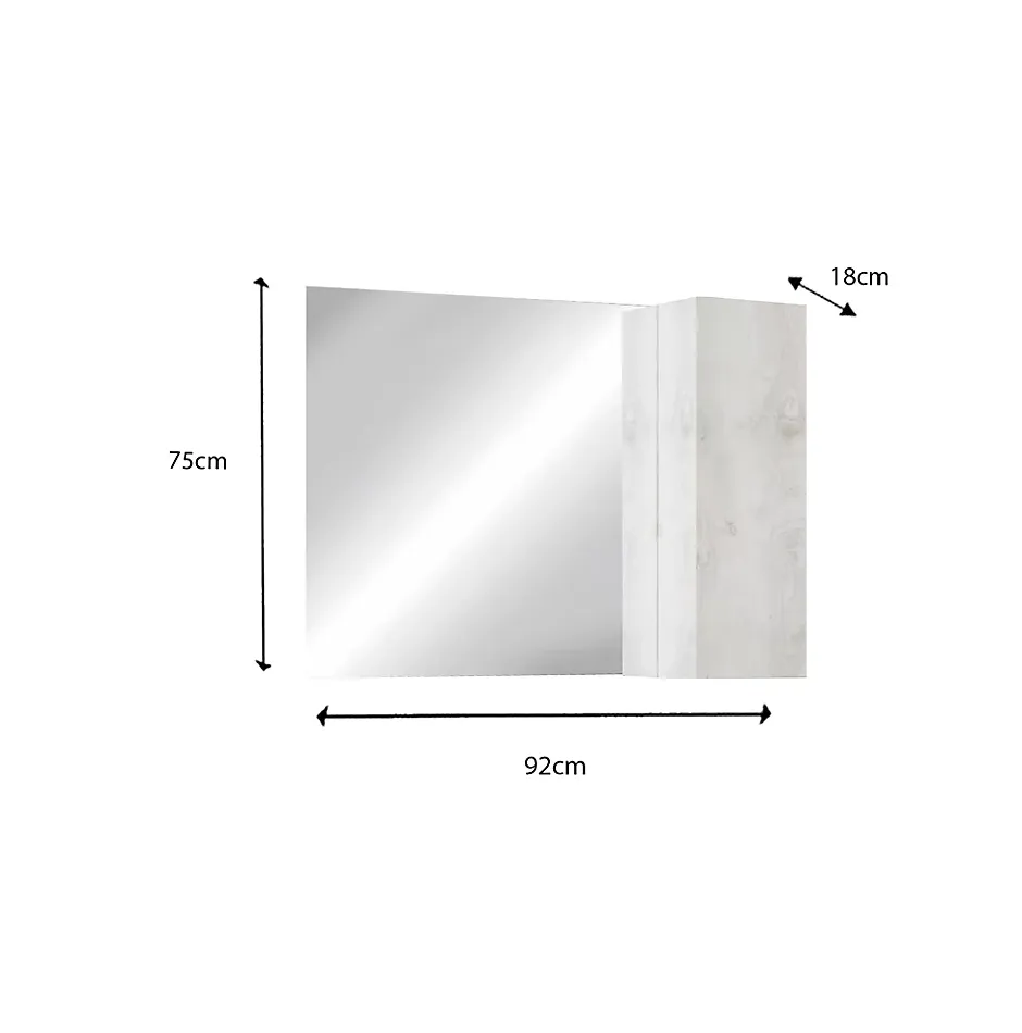 Autres Ensemble salle de bain, meuble+miroir+vasque BASIC pin blanc, 92 x 78 x 45 cm* Meuble De Salle De Bains Faible Profondeur