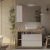 Autres Ensemble salle de bain meuble+miroir+vasque HAMBURG blanc brillant, Kadiz 110 x 79 x 49 cm
