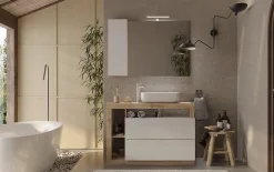 Autres Ensemble salle de bain meuble+miroir+vasque HAMBURG blanc brillant, Kadiz 110 x 79 x 49 cm