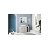 Autres Ensemble salle de bain, meuble+miroir+vasque BASIC pin blanc, 110 x 78 x 45 cm* Meuble De Salle De Bains Faible Profondeur